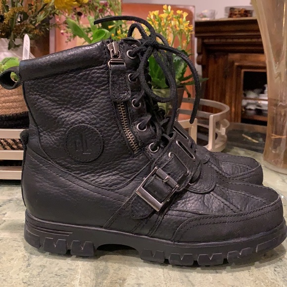 RALPH LAUREN  QUANITA BLACK LEATHER BOOTS, SIZE 7.5 B - Picture 14 of 15